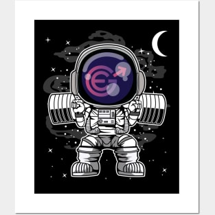 Astronaut Lifting Evergrow EGC Coin To The Moon Crypto Token Cryptocurrency Blockchain Wallet Birthday Gift For Men Women Kids Posters and Art